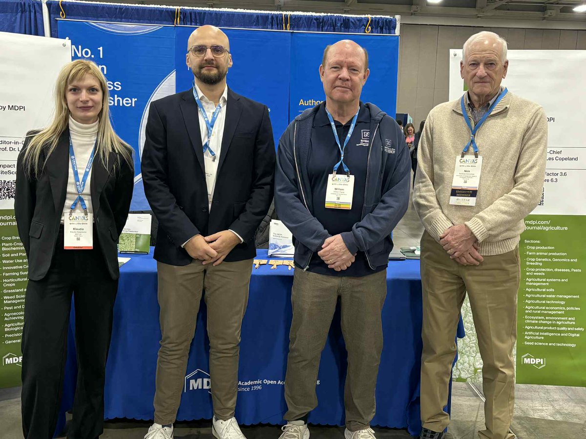 AgricultureMdpi's tweet image. Day 2 of the #CANVAS25 here in Salt Lake City is in full swing!
We are enjoying the discussions and the opportunity to meet authors, reviewers, and editors in person.
Come say hi at our booth! 👋

#MDPI #OpenAccess #Agronomy #SoilScience #CropScience