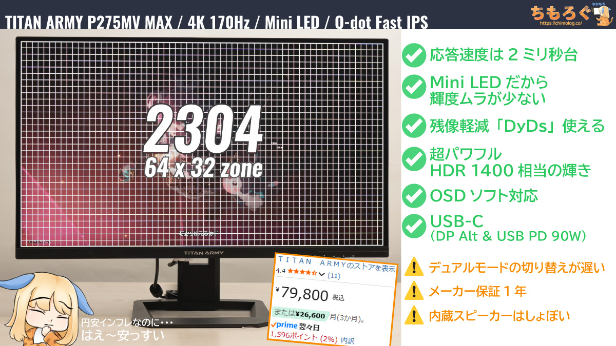 MAX くろしろ　P275MV モニター
