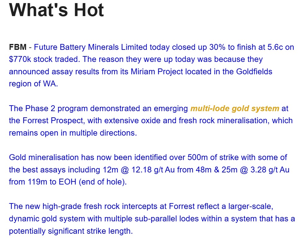 OR3_Limited's tweet image. @FBM_Limited featured in @RatsRant What's Hot after finishing up 30% on the Phase 2 drill results released yesterday.

Read🔗bit.ly/49HRU9F

@Nicholasrathjen 

$FBM