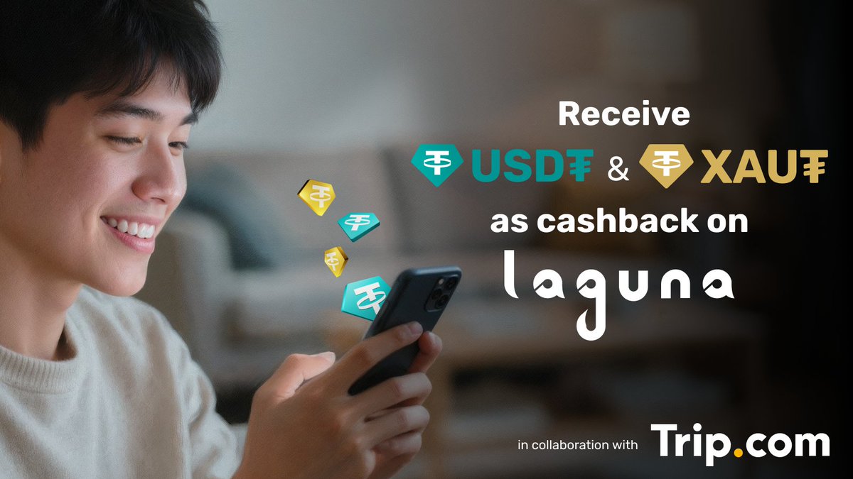 Tether_APAC's tweet image. Proud to announce @laguna_network partnership with @Trip offering cashback rewards in USDT and XAUT. Rewarding every traveler ✈️
