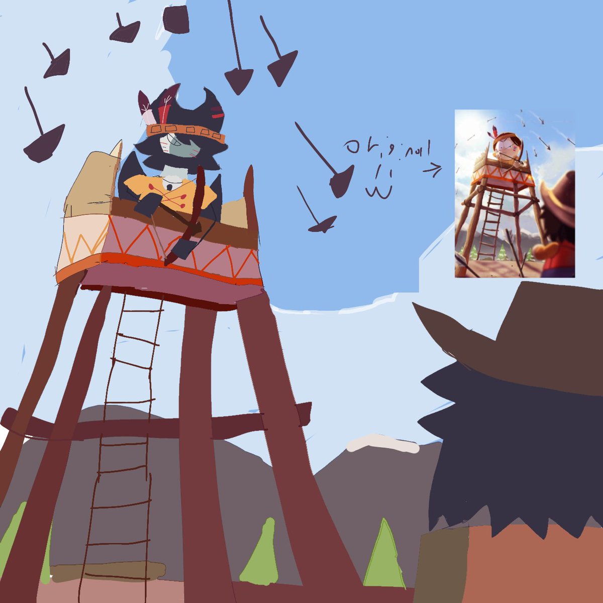 KOURZE1's tweet image. Skell Arrow tower!⛺🪶🏹(Im so sorry for the Delay of this drawing i was busy with personal things :&amp;lt;) #FPE #FpeSkell #FpeAbbie #FpeAu #fpefanart #southparkfanart