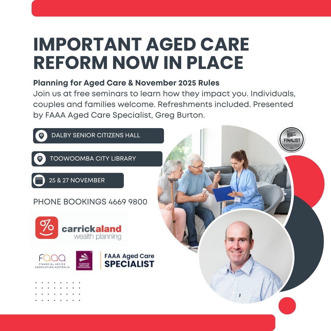 FrontFootFarmer's tweet photo. Free info sessions with #AgedCare Specialist Greg Burton to unpack new Aged Care rules, changes &amp; answer questions on the new system.

📍Dalby 25 Nov 
📍Toowoomba 27 Nov
 
BOOK NOW https://t.co/HalMkHVnBS

Or phone 0746699800 to book.

#Reform #Dalby #Toowoomba https://t.co/drHq7ZB8S3