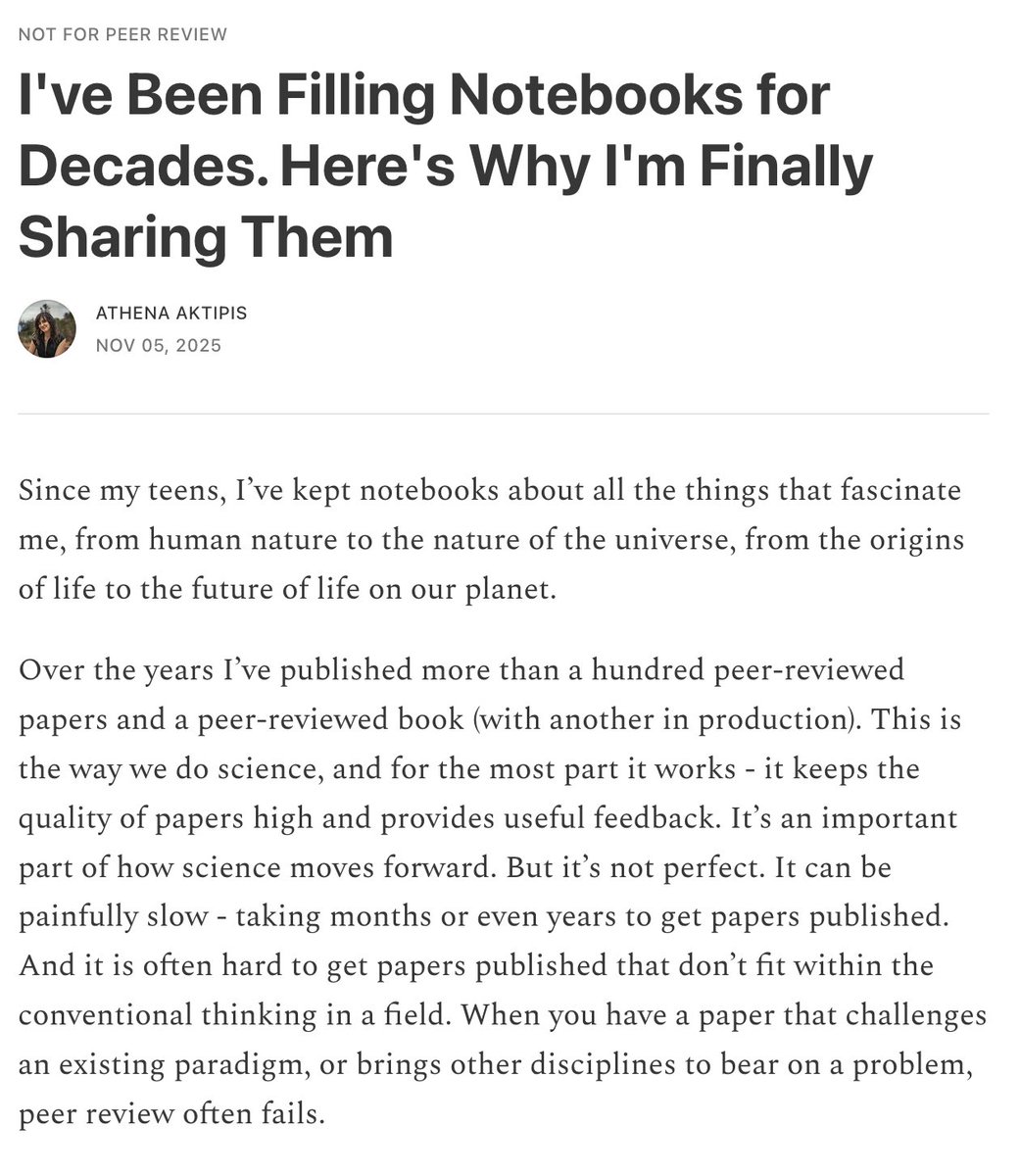 I started a Substack called Not For Peer Review. I’ve filled my notebooks with ideas, many of which have inspired my articles and books. But there are many ideas that I haven’t published, and I know I will never publish through the traditional peer review system.