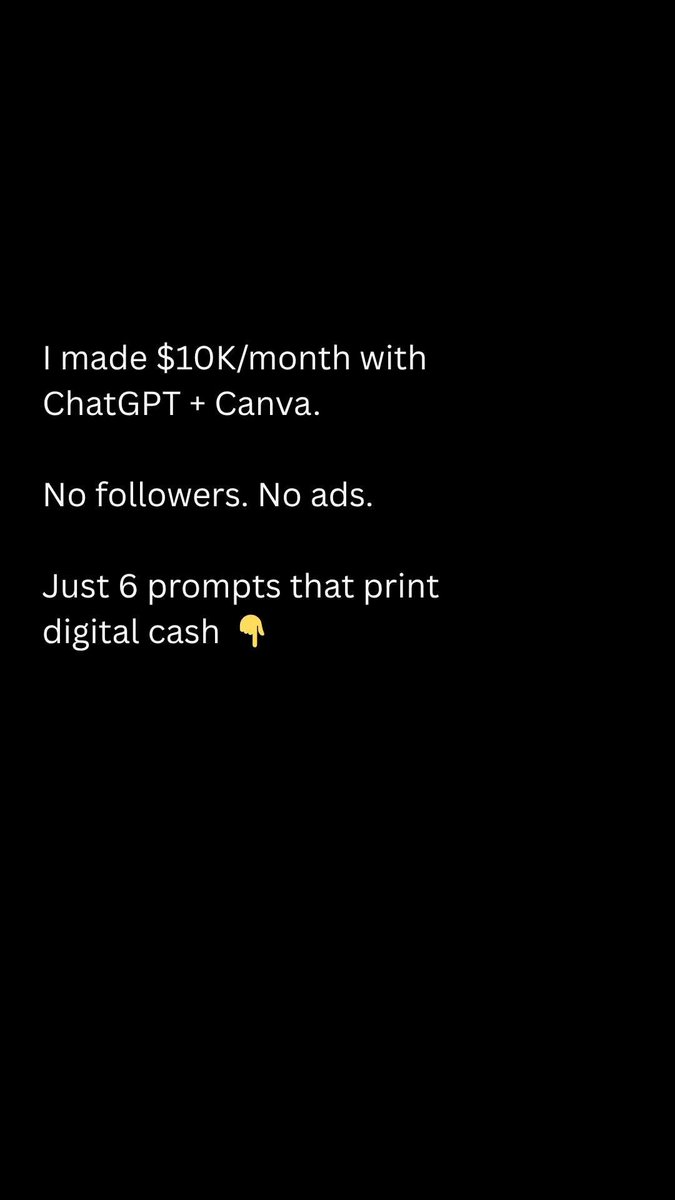 codeofcode's tweet photo. Just 6 Prompts that print degital cash 👇🏻👇🏻👇🏻👇🏻 https://t.co/1fkb1dR2Qu