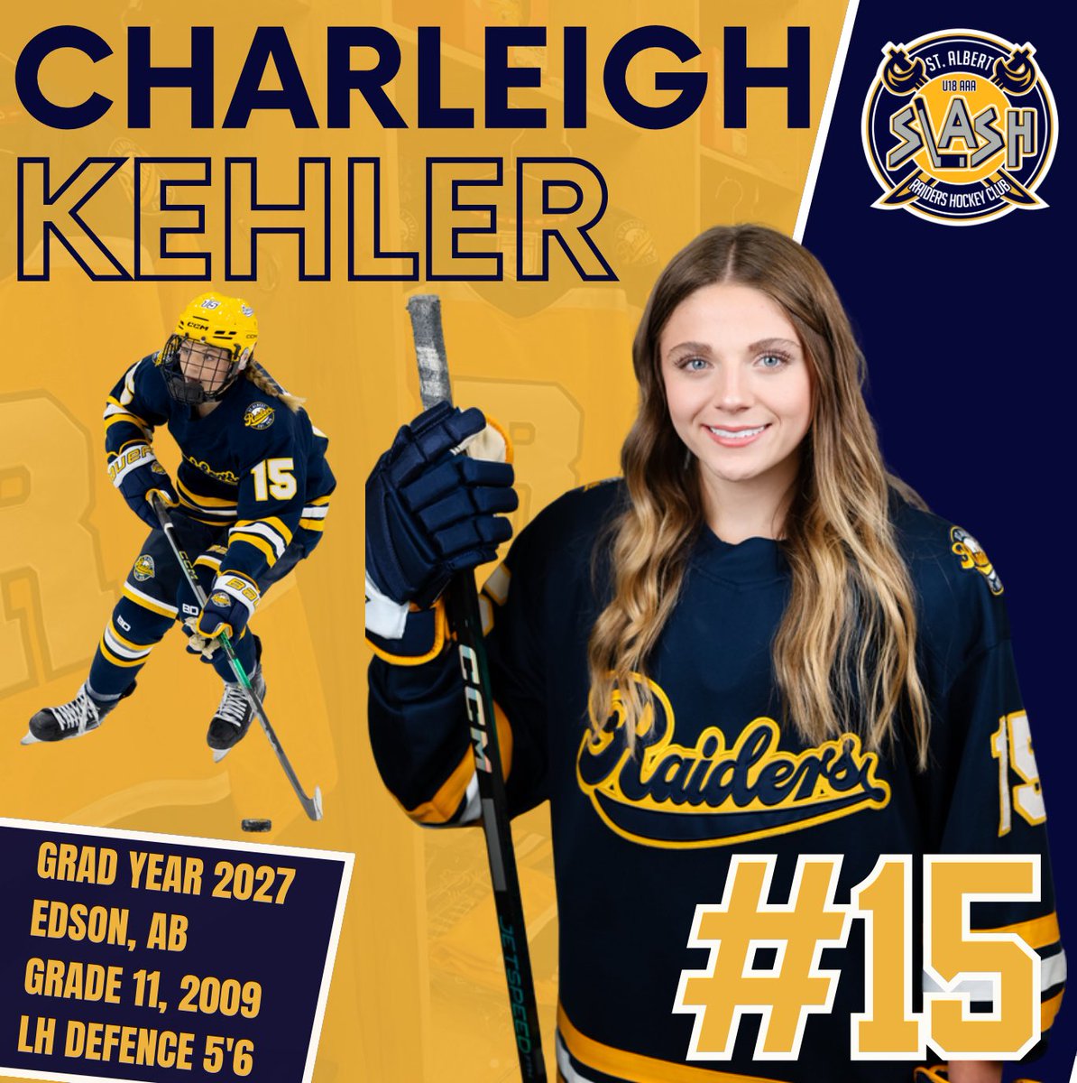 stalbert_slash's tweet photo. #15 Charleigh KEHLER โ Defence
Speed, compete, and poise โ Charleighโs quick feet and sharp instincts keep plays alive all over the ice. โก๏ธ
Proudly supported by Sidโs Safety & Janitorial ๐๐
#RollSLASH https://t.co/SCoNeV5DTi