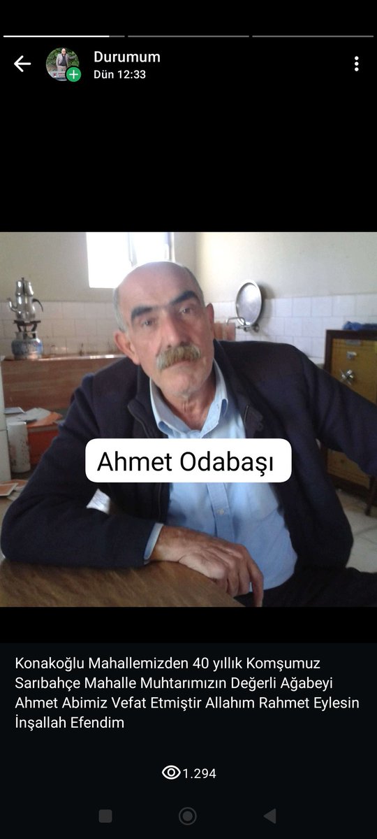 Konakoğlu Mahallemizden 40 Yıllık Komşumuz Değerli Ağabeyimiz Ahmet Odabaşı Vefat Etmiştir Allahım Rahmet Eylesin İnşallah Efendim <a href="/yunuskorkmazz01/">Yunus Emre Korkmaz 🇹🇷</a>