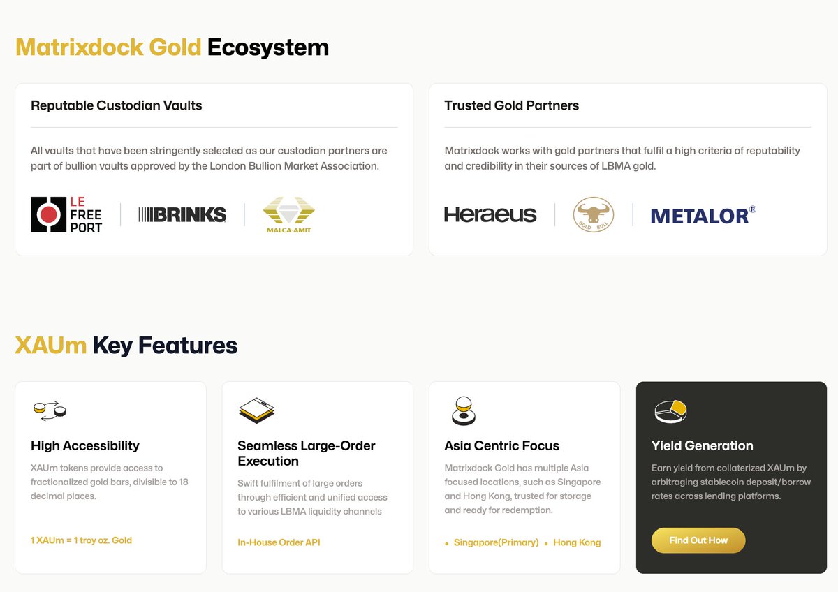matrixdock's tweet image. Have you checked out @Matrixdock&apos;s website?  
A great way to understand $XAUm and why it&apos;s the new generation of RWA gold token!  
matrixdock.com/xaum