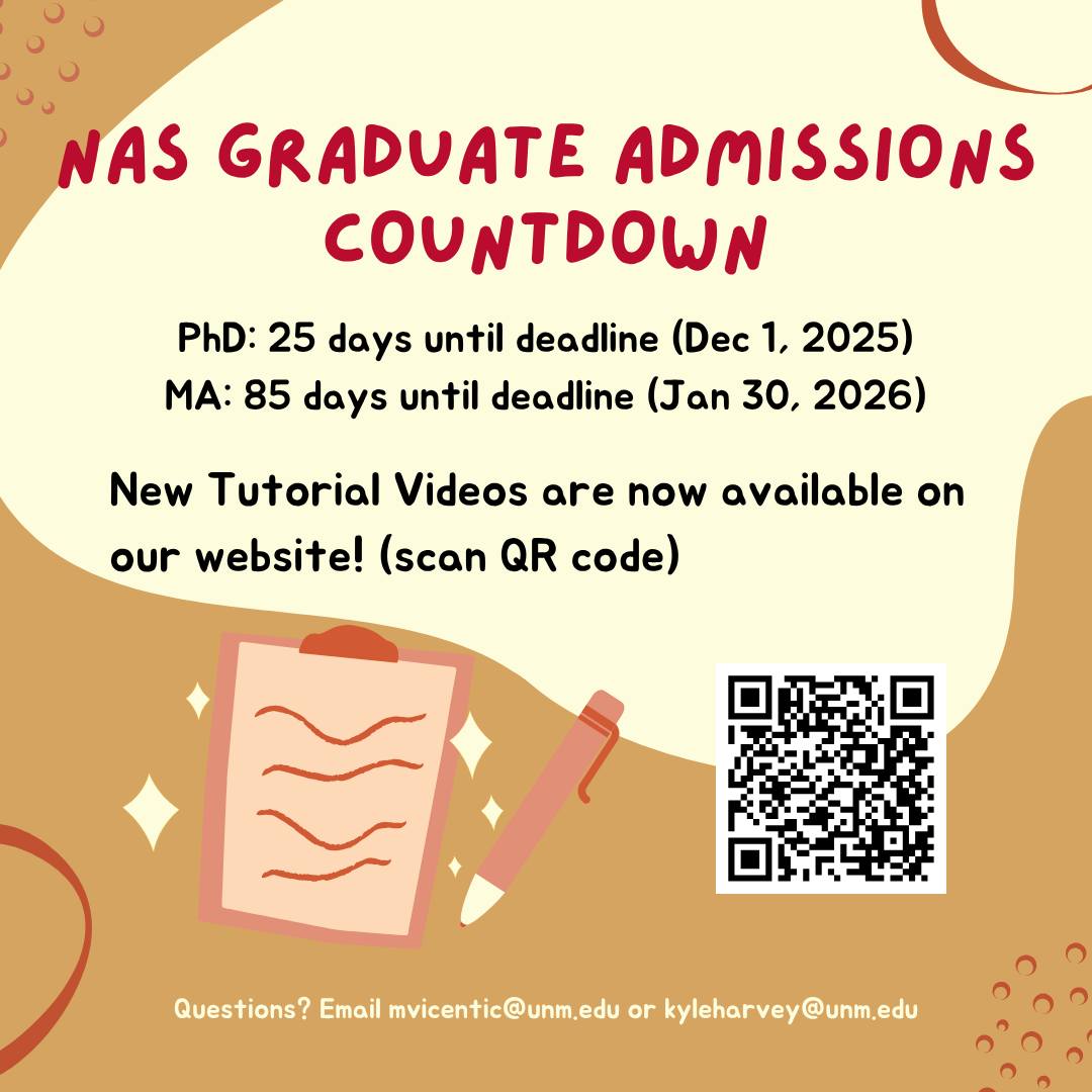 natvunm's tweet photo. Join the UNM NAS Graduate Program Info Session on Wednesday November 12 at 5:30pm MST
https://t.co/aVhMas6HKA https://t.co/kIJZDdP1o7
