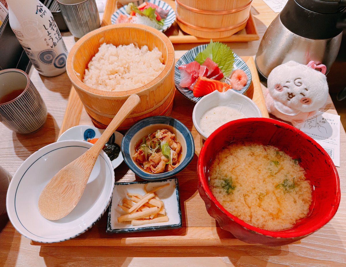 東京駅できのちゃんと鯛めし食べ放題の店🥺
2人ともおかわりしてお茶碗4杯分ぐらい食べてしまった🐷
おいしかったー☺️