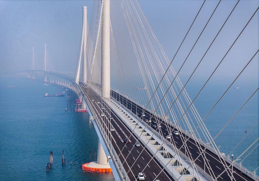 S China's Greater Bay Area has stepped up regional connectivity during the 14th Five-Year Plan period (2021–2025), with its rail transit mileage topping 3,000 km and several mega projects opening to traffic — including Shenzhen–Zhongshan Link and Huangmaohai Sea-Crossing Passage.