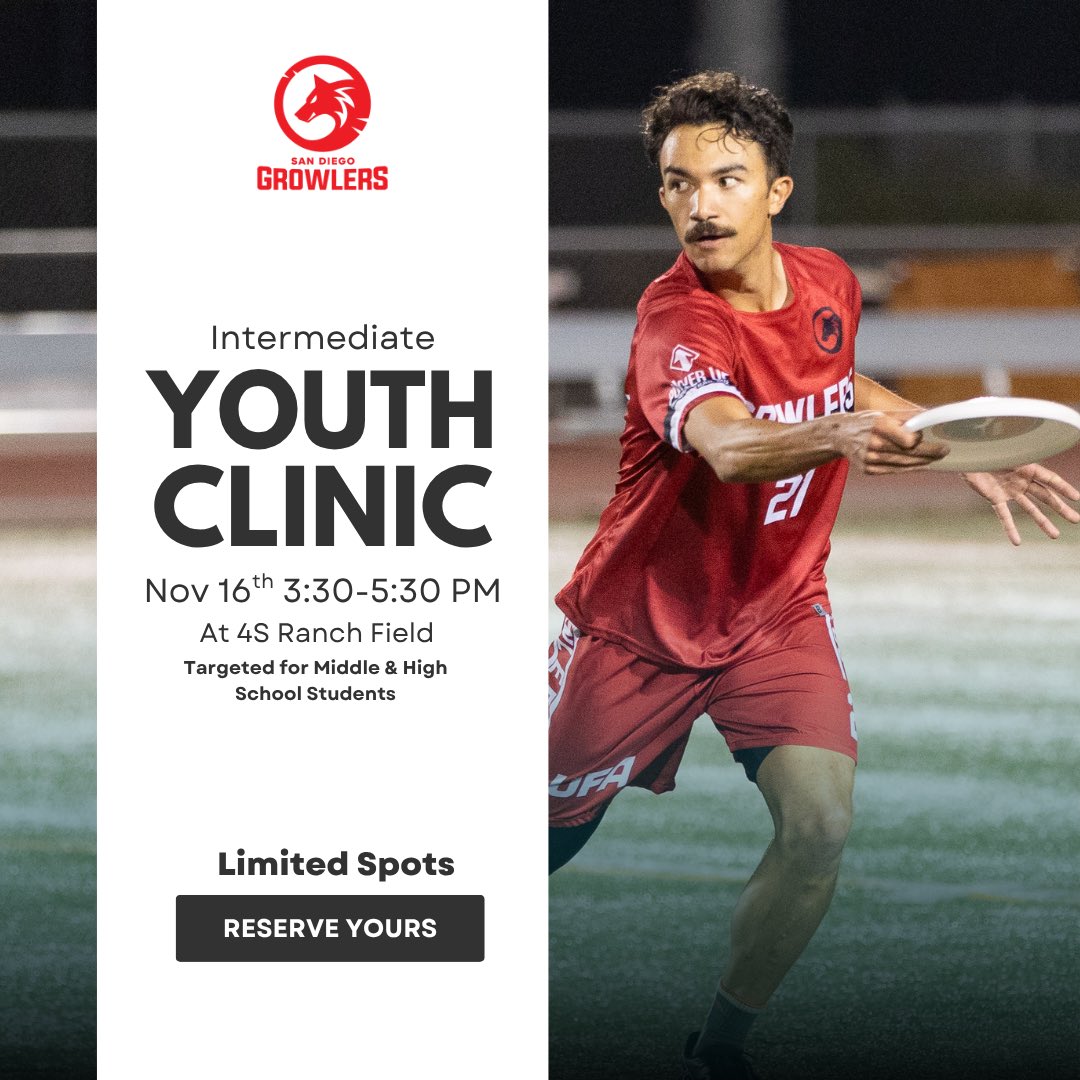 Registrations ends this Friday for our Youth Clinic on Nov 16! Have some fun while learning from the pros: sdgrowlersstore.com/collections/cl…