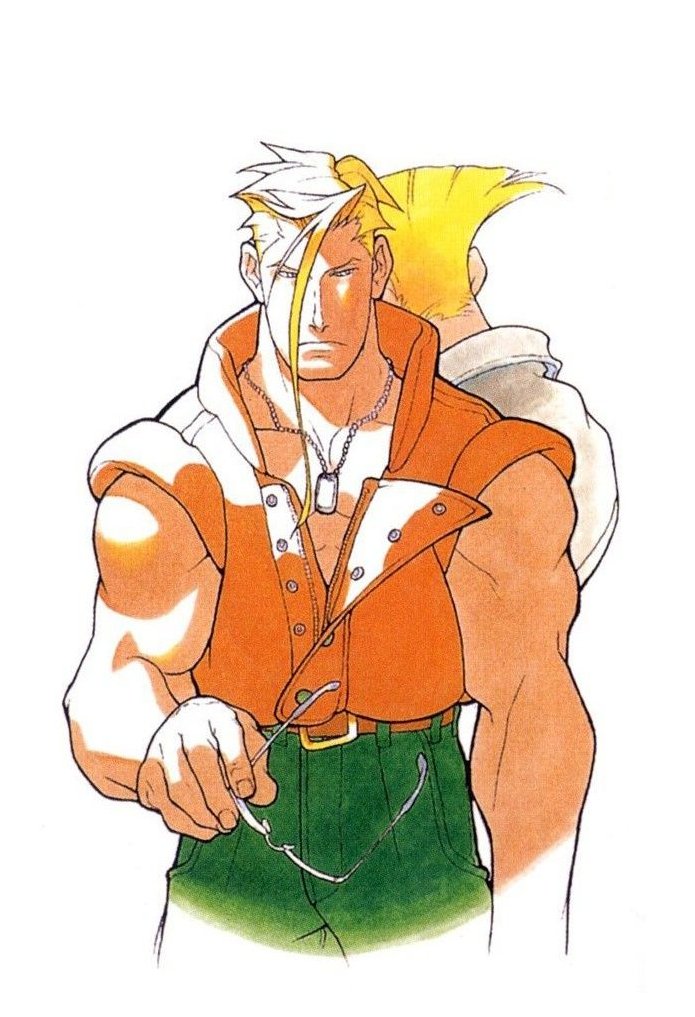 【ナッシュ】1991年→1995年
ガイルの親友。『ストII』ですでに故人であり、ガイルは彼の仇を討つために戦い続ける。パンフレットや取説のガイルの紹介文が初出。明らかなのは名前のみ。アニメや漫画では思い思いのナッシュ像が描かれた。ストIIより過去が舞台である『ストZERO』でプレイアブル化。