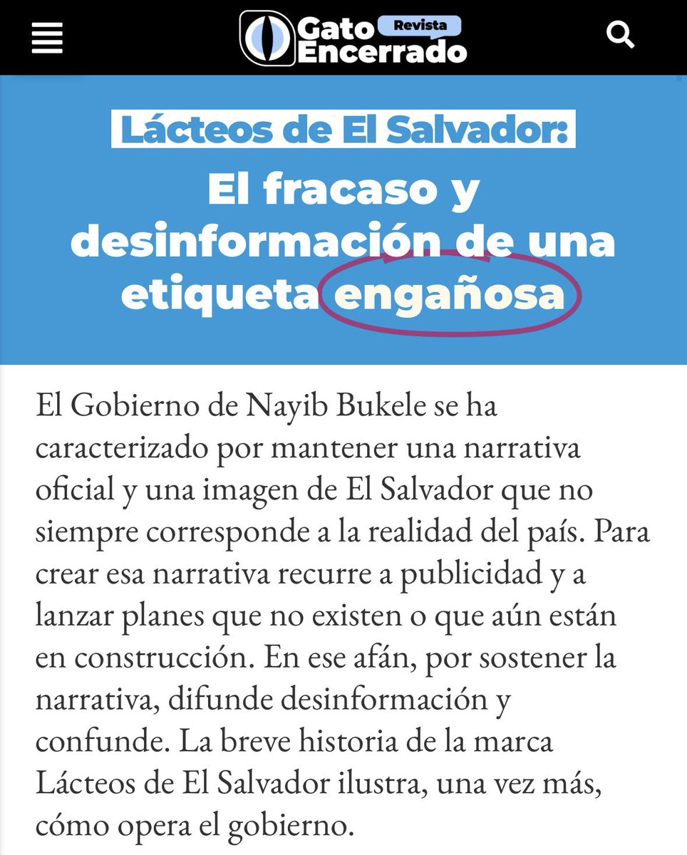 ¿Se acuerdan de Lácteos El Salvador? Anunciado con pompa a inicios de año y que desapareció silenciosamente hace unos meses. Acá <a href="/GatoEncerradoSV/">Revista GatoEncerrado</a> nos cuenta que había detrás. Otro “proyecto” sin transparencia, basado en desinformación y propaganda. Lo clásico de este gobierno.