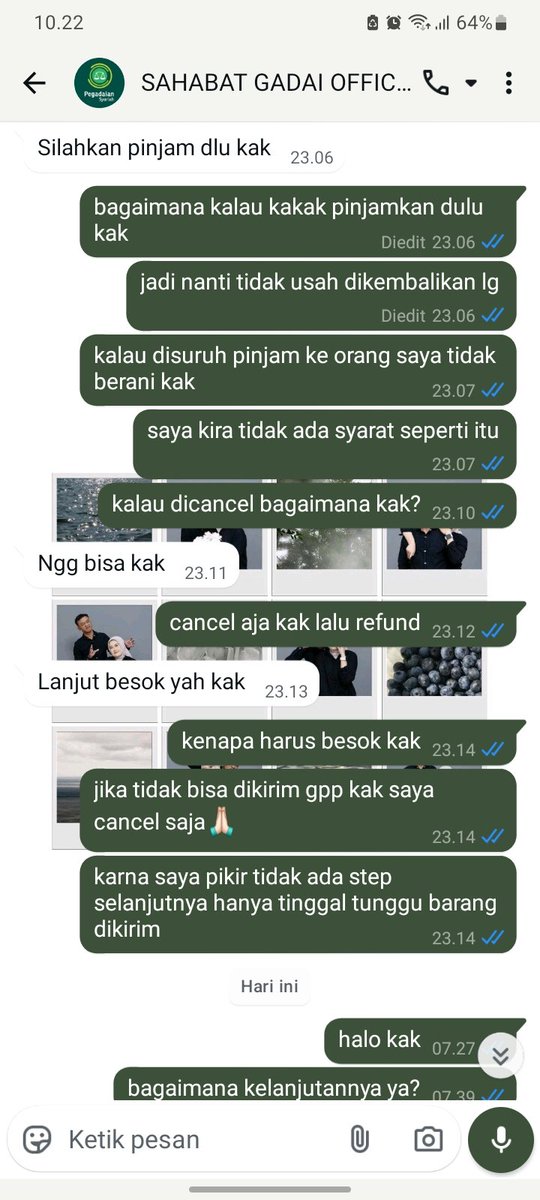 ourdears_'s tweet photo. Tolong saya sepertinya memang kena tipu, dengan dalih tebus barang dari PENGGADAIAN SYARIAH! 
Kronologi saya mengikuti grup telegram yg saya temui dari instagram. awal sangat meyakinkan dan terlihat amanah, tgl 10 Nov saya melakukan transaksi tebus HP seharga 300rb https://t.co/m9vbPvgJX3