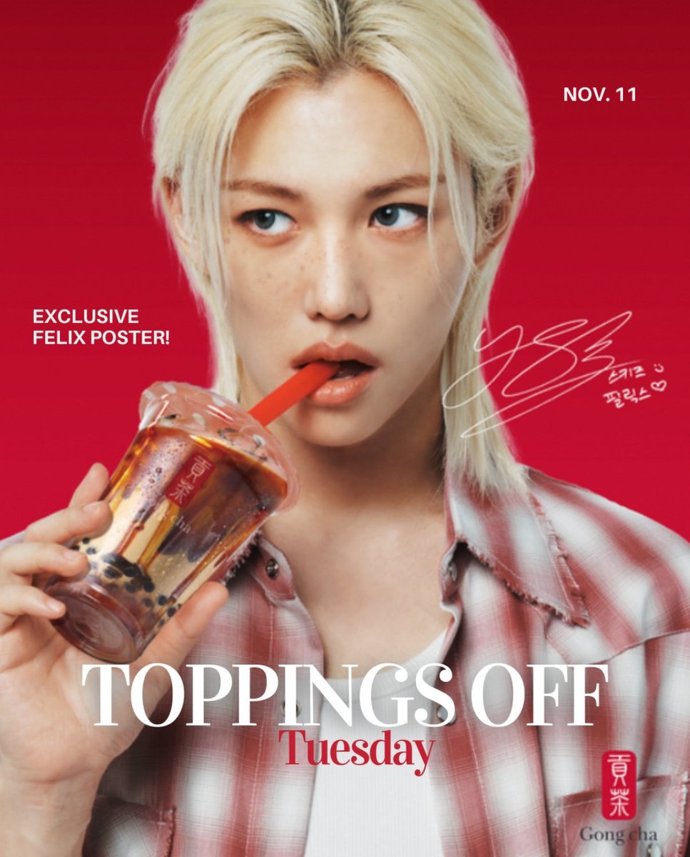 klivenycdle's tweet image. PEPERO DAY IN NYC
📍 Times Square
🗓 11/11/2025 (TUE): 11AM-5PM 

FELIX x Gong Cha 
Stop by Gong Cha tomorrow (11/11) &amp;amp; add pearls to your drink for 0.49 + get an exclusive Felix mini poster 

#PEPEROxSTRAYKIDS 
#PEPERODAY 
#FELIX #필릭스 
#FELIXxGONGCHA 
#kpopinnyc #klivenycdle