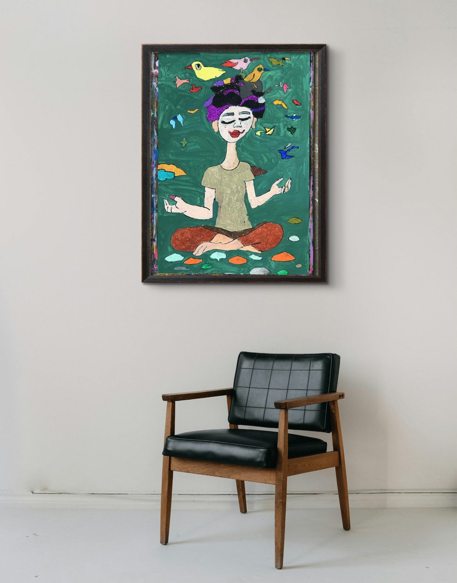 Title:  woman meditating. : 瞑想する女性 : หญิงนั่งสมาธิ
Technique : Oil pastels and watercolor on paper.
Size : 42x59.4 cm.

I'm vivid colour expressions artists.