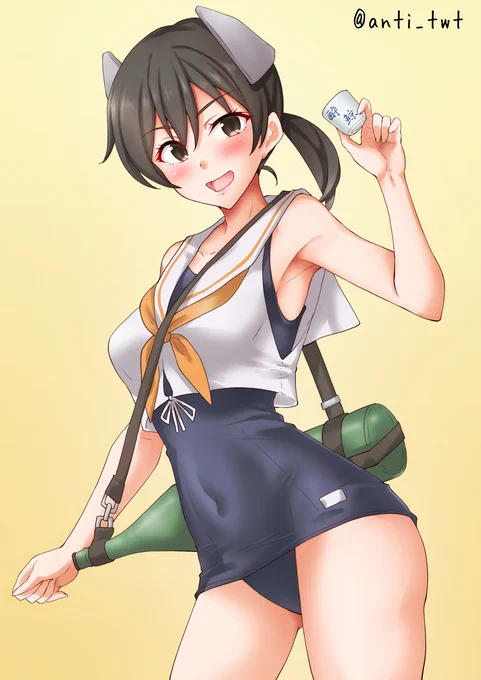 しぃちゃん。…魚雷と一升瓶の大きさが同じなのが悪い #艦これ版深夜の真剣お絵描き60分一本勝負 #艦これ版真剣お絵描き60分一本勝負_20251110