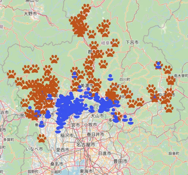 なんでまとめたw>RT というかもっと広域地図にした方がクマと不審者と安全が保たれてる市街がハッキリするな