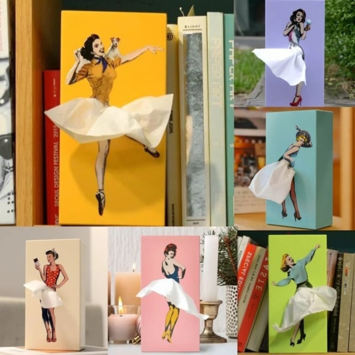 DoxaseCo's tweet photo. This clever, cheeky tissue cover is surprisingly stable, and the moment guests spot her skirt reshaping with each pull, they all want one too.