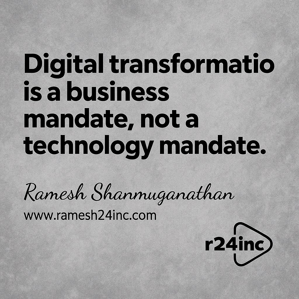 ramesh24's tweet photo. DigitalTransformation isn’t a #Technology mandate — it’s a #BusinessMandate.

When #Leadership aligns #Vision with #Technology, they unlock growth, agility &amp; disruption.

#Digital is the differentiator. #Knowledge is powe
👉 https://t.co/899MLyE9Fw

#Strategy #Innovation #r24inc https://t.co/UiIA8MYcJ7
