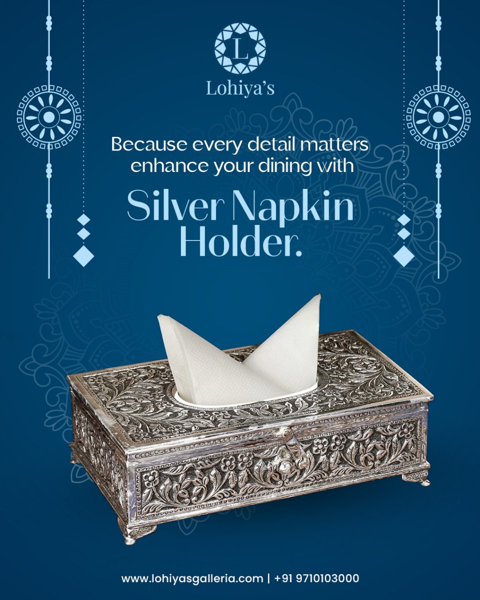 LohiyasG's tweet image. add a touch of elegance to your dining table with our handcrafted silver napkin holder — where luxury meets utility. ✨

For pricing and more information connect +91 97101 03000

#silverdecor #diningstyle #homedecor #luxuryliving #silverware #handcrafted #elegantdesign #lohiya