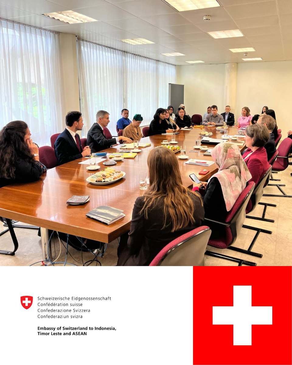 SwissAmbID's tweet photo. We were pleased to welcome Amb. Markus Leitner, Asst. State Secretary for Asia &amp; the Pacific of 🇨🇭, on his official visit to Jakarta.

Day 1 featured engaging talks with regional experts — reaffirming 🇨🇭’s commitment to ASEAN and lasting partnerships in Southeast Asia. 🌏🤝 https://t.co/bwNzhxZj2F