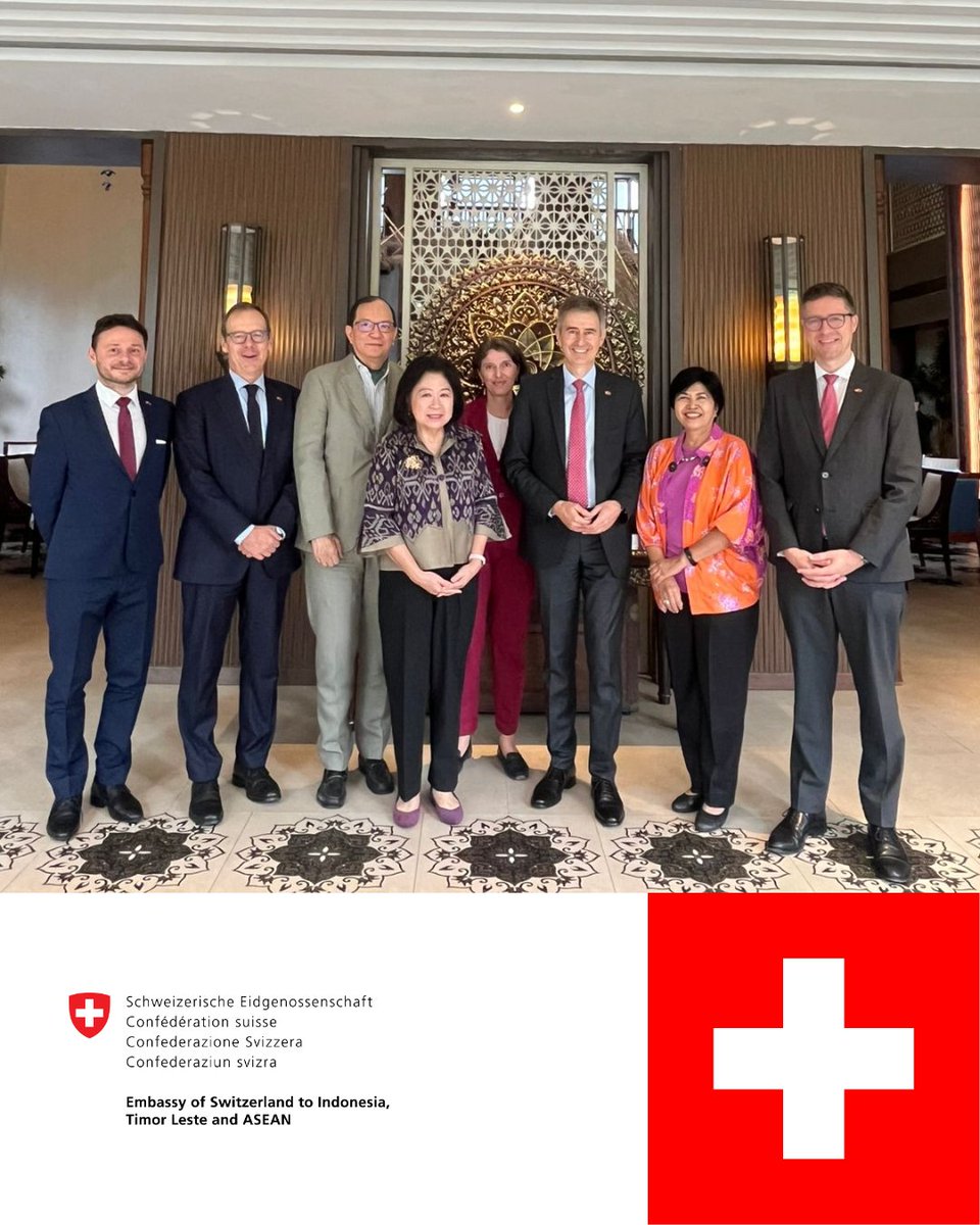 SwissAmbID's tweet photo. We were pleased to welcome Amb. Markus Leitner, Asst. State Secretary for Asia &amp; the Pacific of 🇨🇭, on his official visit to Jakarta.

Day 1 featured engaging talks with regional experts — reaffirming 🇨🇭’s commitment to ASEAN and lasting partnerships in Southeast Asia. 🌏🤝 https://t.co/bwNzhxZj2F