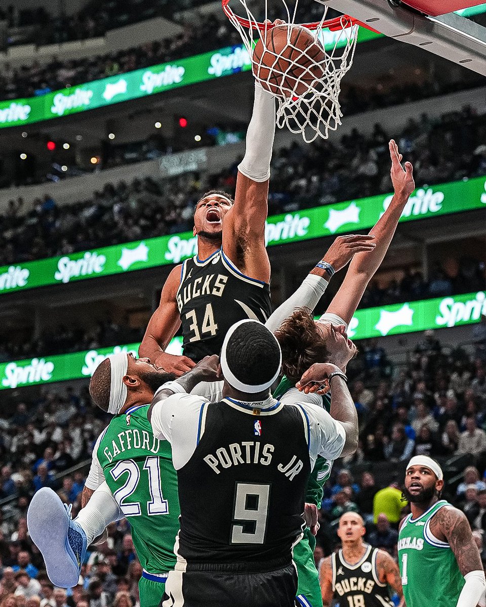 This picture of Giannis dunking on Daniel Gafford & Cooper Flagg