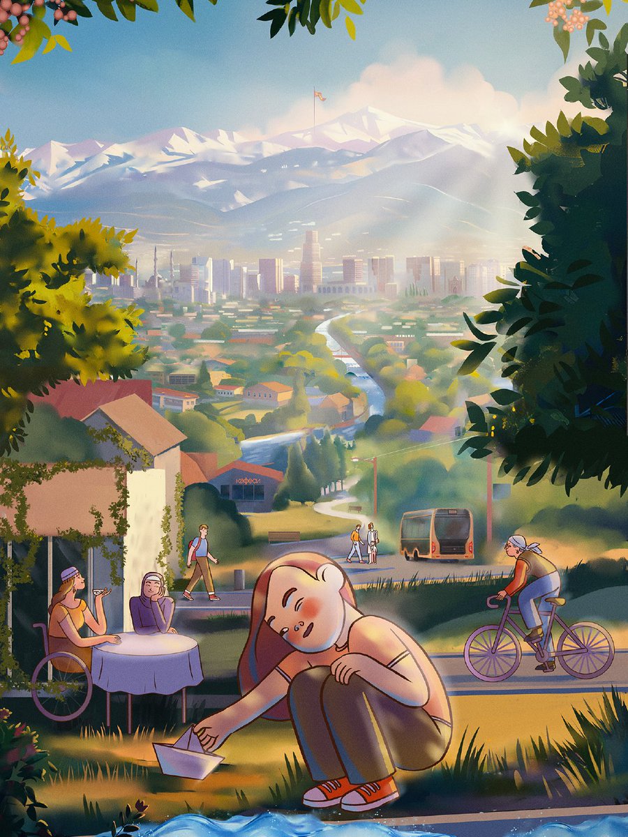 3/4 “I've created a small fragment of the dream city Bishkek should become.”

Tatyana Zelenskaya (Kyrgyzstan) reimagines a greener, more walkable city filled with trees, bikes and safe spaces for all.