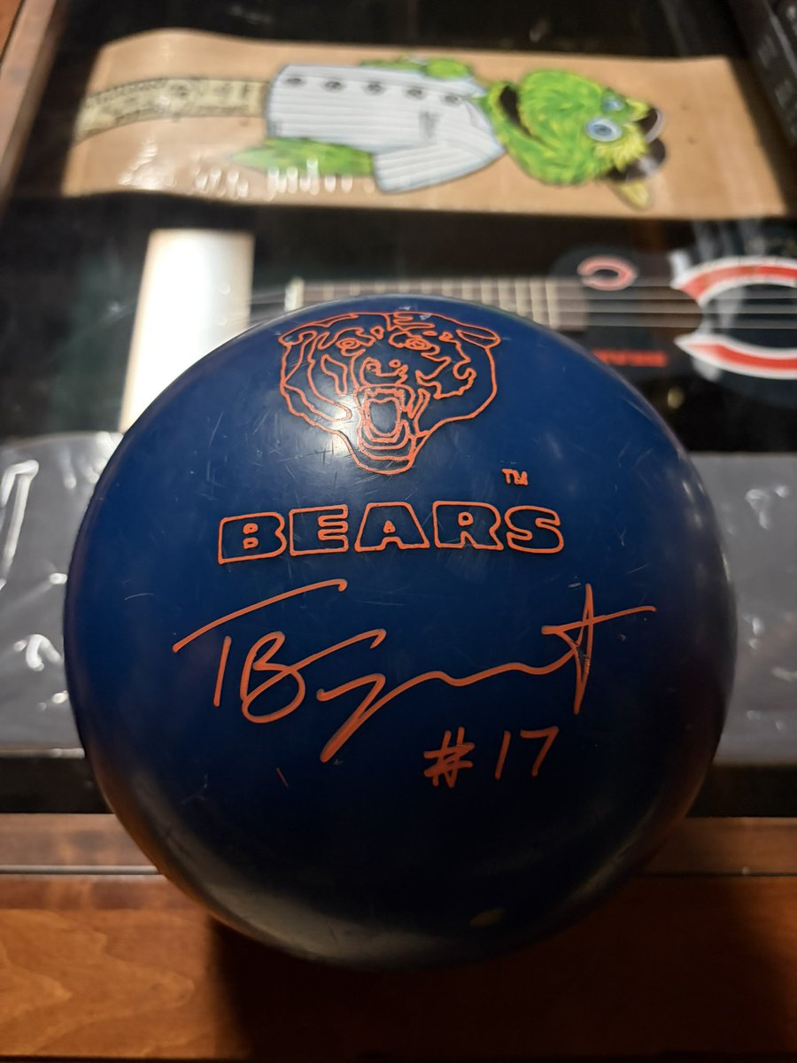 shure_michael's tweet image. Said hi to Tyson Bagent during Monday night football. He was signing autographs and watching the game at Rookies in Hoffman Estates. Autograph looks like it was printed on the ball!