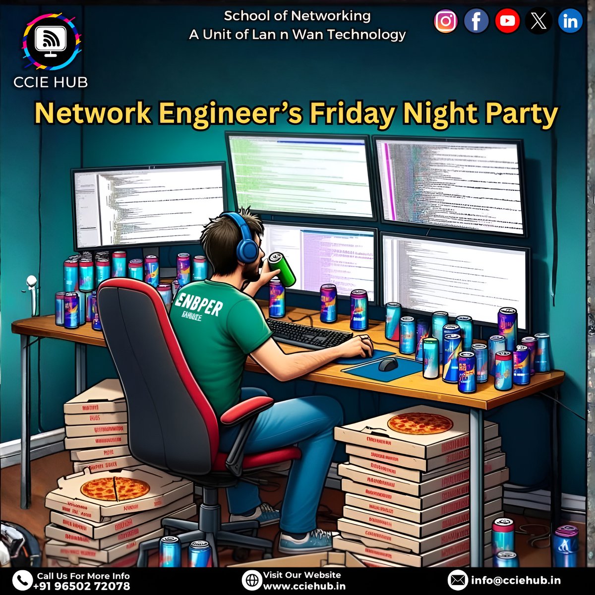 cciehub's tweet image. 📡 Network Engineer’s Friday Night Party! 🎉
While others hit the club, we hit the command line! 💻🍕
⚡
.
.
.
#CCIEHub #NetworkEngineer #FridayNightCoding #NetworkingLife #TechHumor #CCIELab #CiscoTraining #NetworkNerd #EngineerLife #ITCommunity #LanNWan #NetworkGoals
