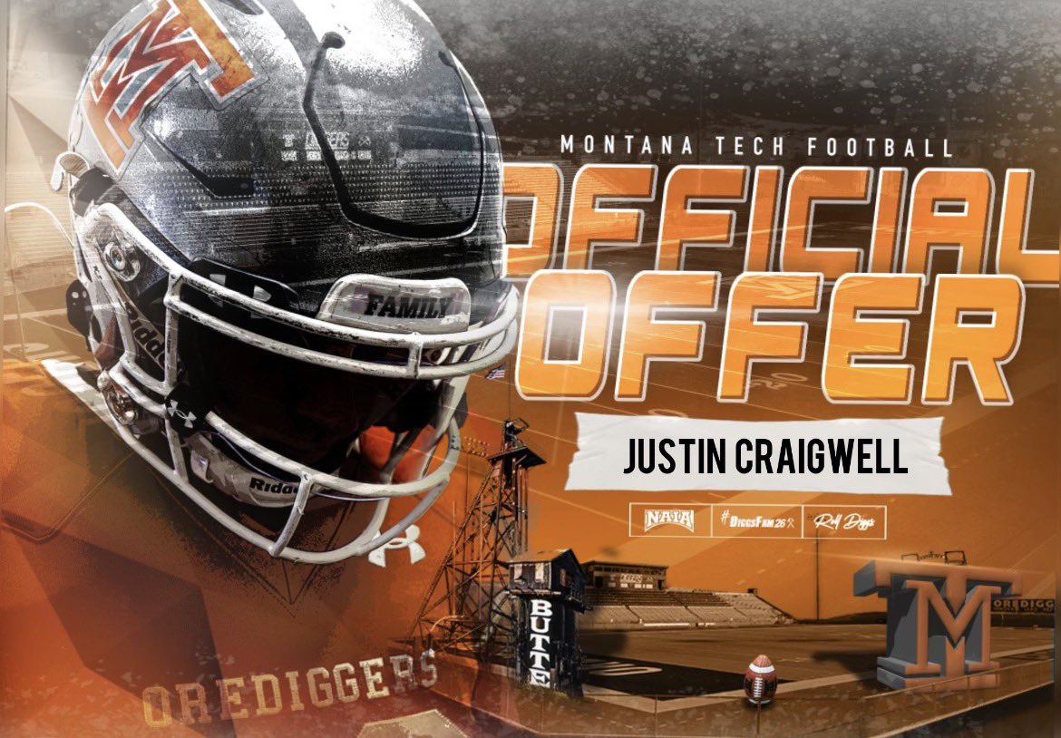 #AGTG After a great conversation with <a href="/CoachKyleSamson/">Kyle Samson</a> I am blessed to receive an offer from Montana Tech University! #Family #CountOnMe #DiggsFam26⚒️
<a href="/LOLakersFB/">LO Lakers Football</a> <a href="/NickFarman55/">Nick Farman M.S.</a> <a href="/EmeraldLegacyMg/">Emerald Legacy Management</a> <a href="/AndrewNemec/">Andrew Nemec</a> <a href="/adamgorney/">Adam Gorney</a> <a href="/BrandonHuffman/">Brandon Huffman</a> <a href="/JordanJ_/">Jordan Johnson</a> <a href="/MonTechFootball/">Montana Tech Football</a>