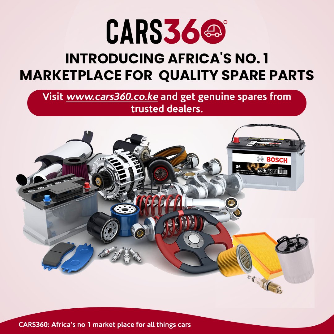 Introducing CARS360 - Africa's No.1 marketplace for all things cars.
You can now buy and sell quality spare parts and accessories, all in one place.
Visit cars360.co.ke and discover a whole new world of motoring.
CARS360: Africa’s No.1 Marketplace for All Things Cars