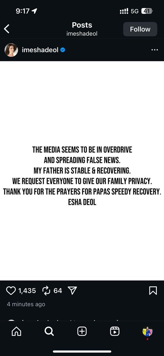 जीवित हैं अभिनेता धर्मेंद्र... बेटी ईशा देओल से किया कन्फर्म. 

#DharmendraDeol #RestInPeace