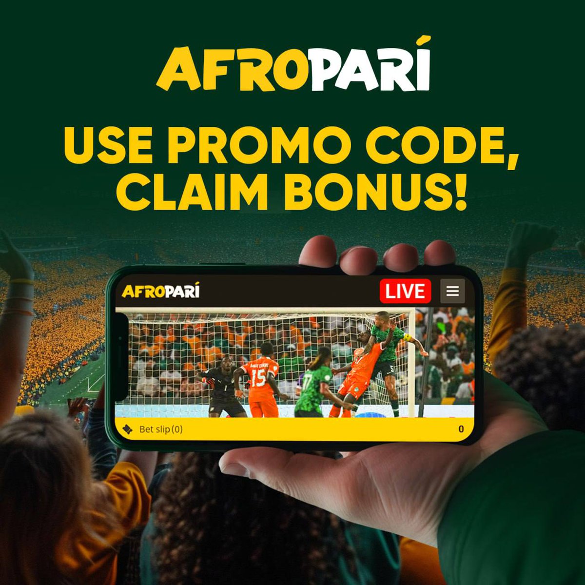 UNAPOJISAJILI PROMO CODE WEKA NENO HILI👉AJAX28 
AFROPARI WATAKUPA BONUS YA HADI TSHS 45,000 UITUMIE KUBETI. USILALAMIKE KUWA HUNA MTAJI.

NB: Kupata Bonus ni lazima ujisajili kwa kutumia Promo code hii👉AJAX28
Kisha upakue Application 

🟨Kuweka na kutoa pesa ni bure, Hakuna