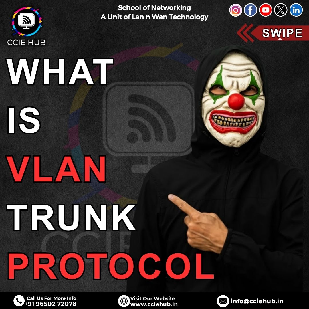 cciehub's tweet image. 📡 What is VLAN Trunk Protocol (VTP)? 🤔
🧠 Learn more about VLANs, Trunks, and other networking fundamentals with CCIE HUB – School of Networking
🎓 A Unit of Lan n Wan Technology

#CCIEHub #NetworkingMadeSimple #VTP #VLANTrunkProtocol #CiscoTraining #NetworkEngineer