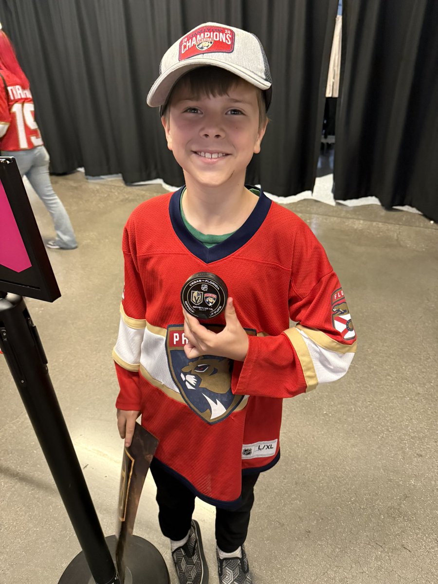 Last year, my 10 year old (a <a href="/FlaPanthers/">Florida Panthers</a> fan) received a puck from Nate Schmidt. This year, he gets one from Cole Schwindt. Appreciate the former <a href="/GoldenKnights/">Vegas Golden Knights</a> players hooking him up! As a goalie, he’s still hoping for one from Bobrovsky. 🏒 🥅 #VegasBorn