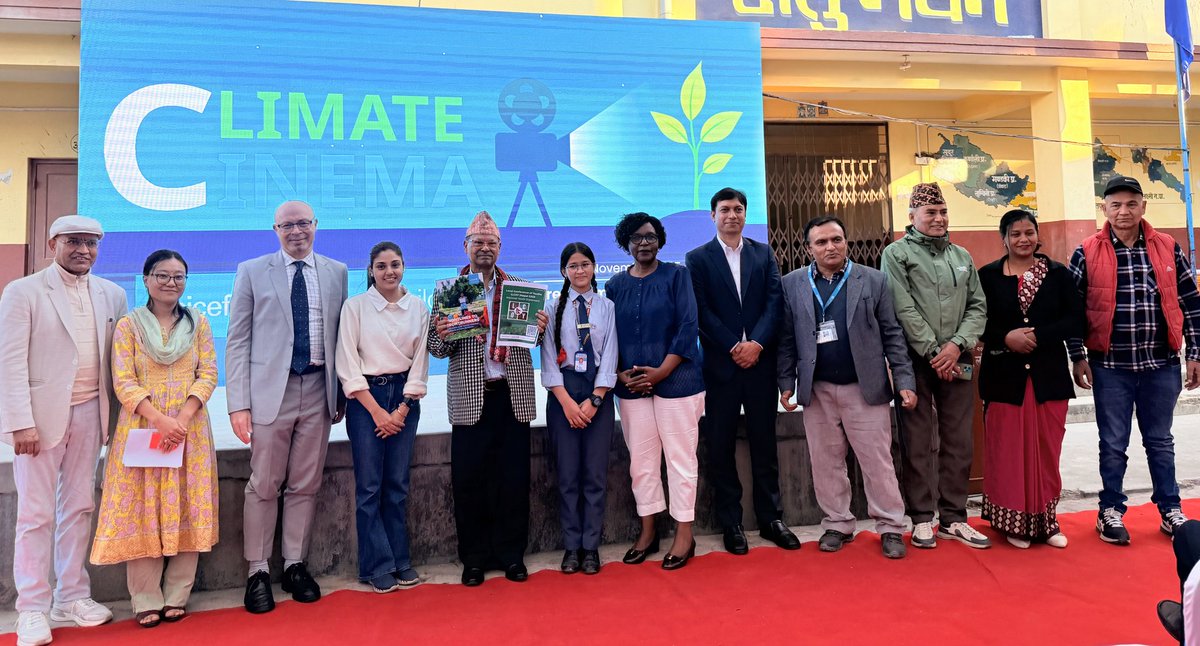 j_dutoit's tweet photo. Congratulations to Nepal’s five young climate champions!  Your courage and ideas inspire us all. Thank you @UNICEF_Nepal for inviting us to close #ClimateCinema and celebrate learners leading climate action. #YouthLeadership #ClimateAction https://t.co/WLP9vxUvNO