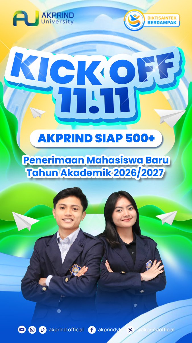 PMB Akprind University T.A. 2026/2027 resmi dibuka! 🥳

#ProdiUnggul #UKTTerjangkau #KuliahMurahdiJogja #UKTStabil #akprinduniversity #terusbertransformasi