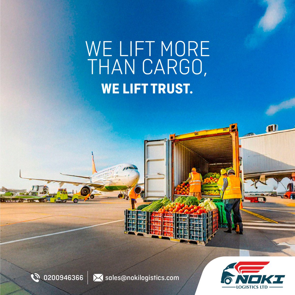 Timely supplies keep your business moving
  Don’t wait  ship with us today

Call now: 0200 946 366
Or
Visit our website: nokilogistics.com to learn more