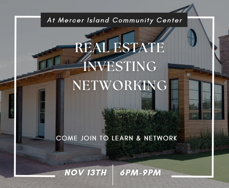 REAPSweb's tweet image. Real Estate Investor Networking at Mercer Island Community Center this Thursday 6pm Nov 13th.  One of our group members is sharing his journey in motel investing, and we'll be talking about getting business lines of credit for real estate investing.  Come join in!