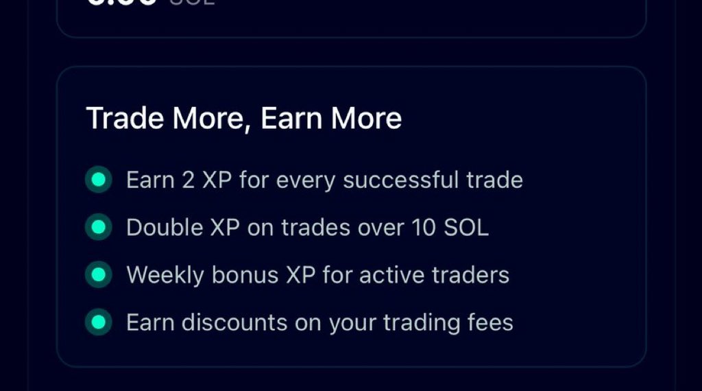 Kingsle1yy's tweet image. GM to those that GM Back.

Crypto changed, The “free money for nothing” days are gone.

Now it’s about fair exchange, effort for reward and @lute plays that game well.

Each successful trade earns you 2 XP. Go above 10 SOL? You double it. Stay active through the week, You get…