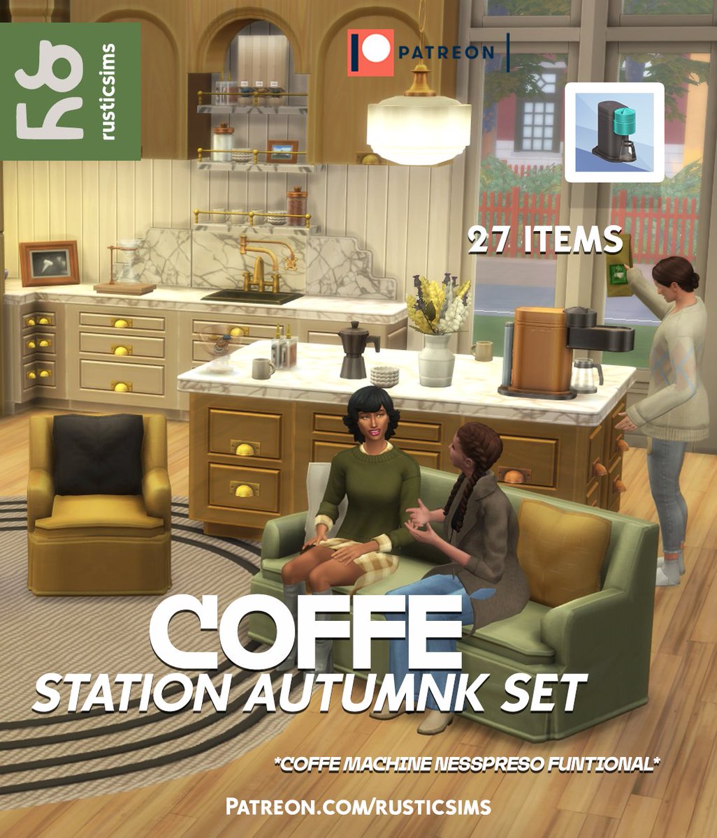 rusticsims's tweet image. #Coffee Station -SET  | Autumnk ☕️
#TheSims4
   
☕️Early Access on my Patreon✨ 
☕️27 Items 
☕️Coffe Machine #Nesspreso funtional

  #Sims4Cc #Sims4