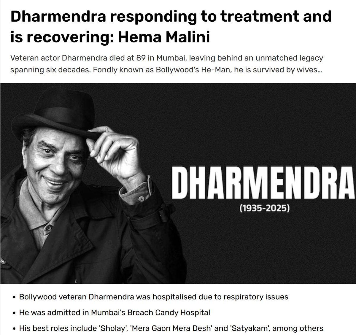 techna21's tweet photo. Hi @IndiaToday @sardesairajdeep Kindly maintain a semblance of basic editorial integrity. #Dharmendra https://t.co/uYzgi1rurg