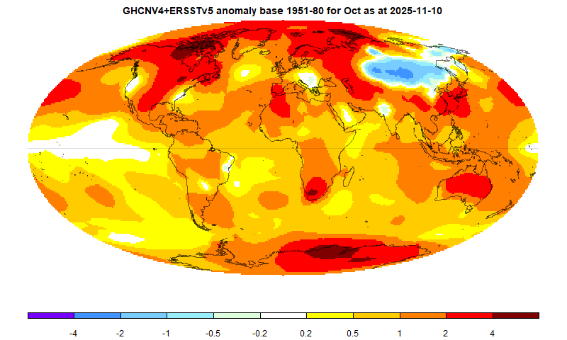 moyhu: October global surface TempLS down 0.011°C from September. 
Third warmest September in the record, after 2023 and 2024.
moyhu.blogspot.com/2025/11/octobe… via <a href="/nstokesvic/">Nick Stokes</a>