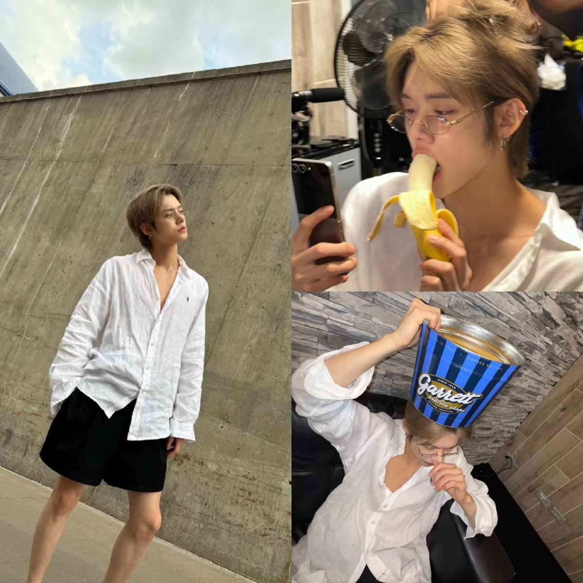 Yawnezn's tweet photo. Garrett, banana and 𝗬𝗝. https://t.co/azV4RNj7hS