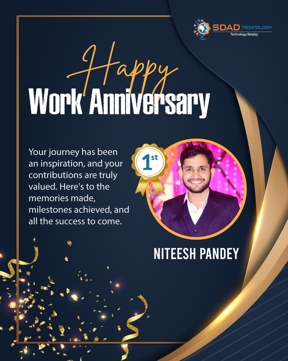 SdadTechnology's tweet image. Congratulations,  NITEESH PANDEY, on your Work Anniversary! Your passion, dedication, and drive are an inspiration. Here’s to many more years of success and achievements!

#sdadtechnology #workanniversary #nitesshpandey #teamwork #dedication #hardwork #careerjourney #work