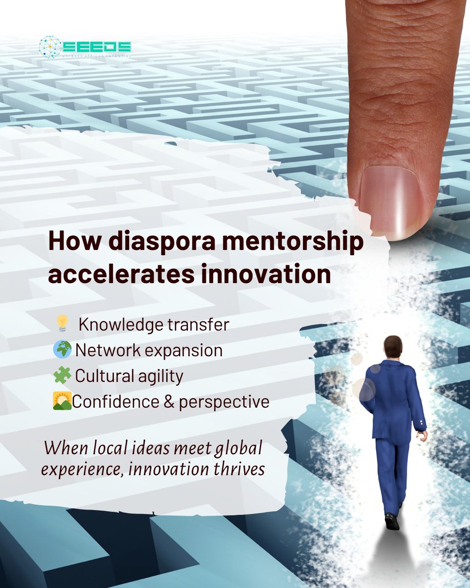seedsunleash's tweet image. How diaspora mentorship accelerates innovation

When experience meets fresh vision, boundaries disappear. 🌍✨

✨ Let’s bridge the gap between global expertise and local creativity – that’s how true innovation happens. 🚀

#AfricaRising #SeedsNetwork #UnleashingPotential