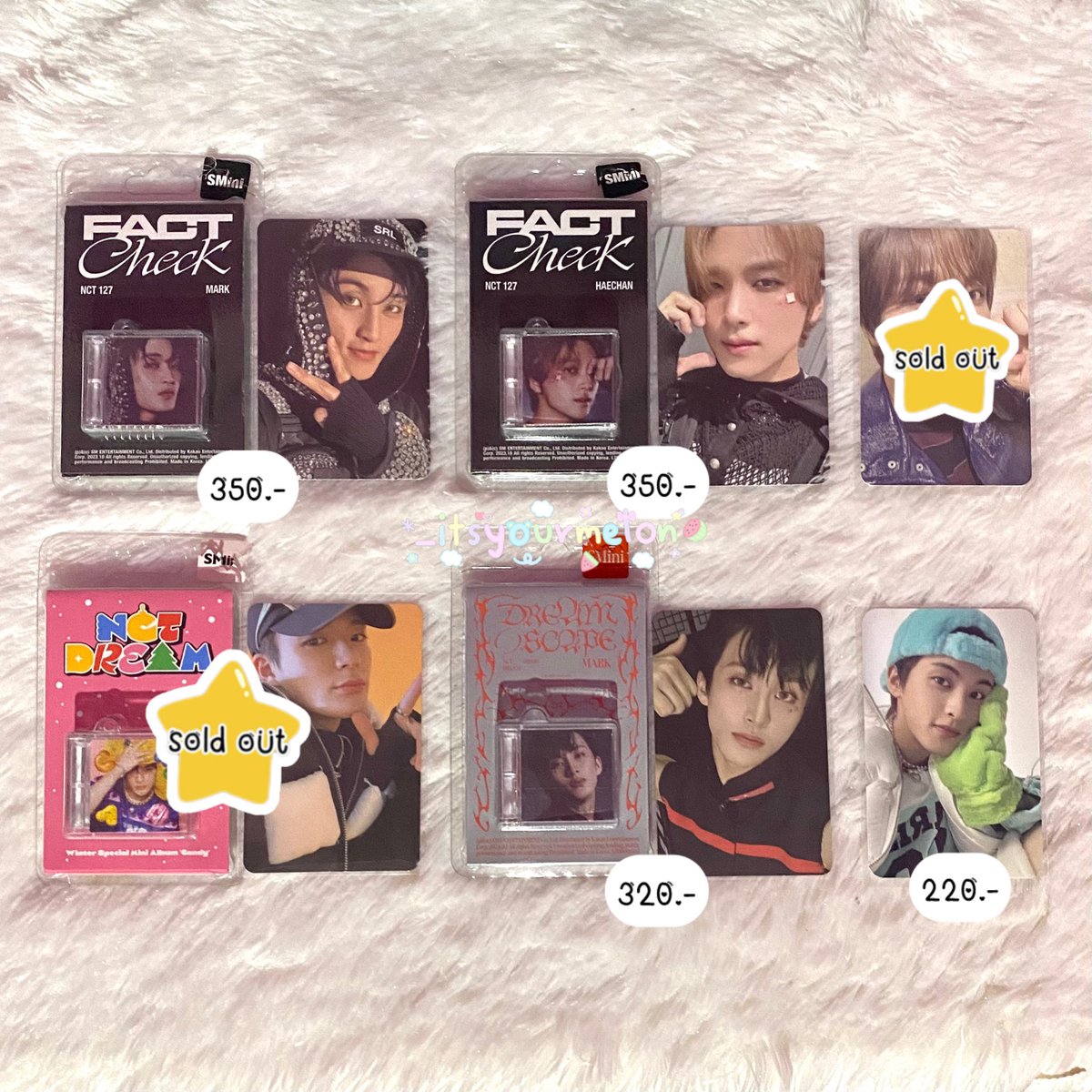 _itsyourmelon's tweet image. 🫐 พร้อมส่ง

• การ์ด อินจุน แจมิน แฮชาน มาร์ค
🛒 ราคาตามภาพรวมส่ง

📫 สนใจ dm / mention
#ตลาดนัดnct #ตลาดนัดnctdream