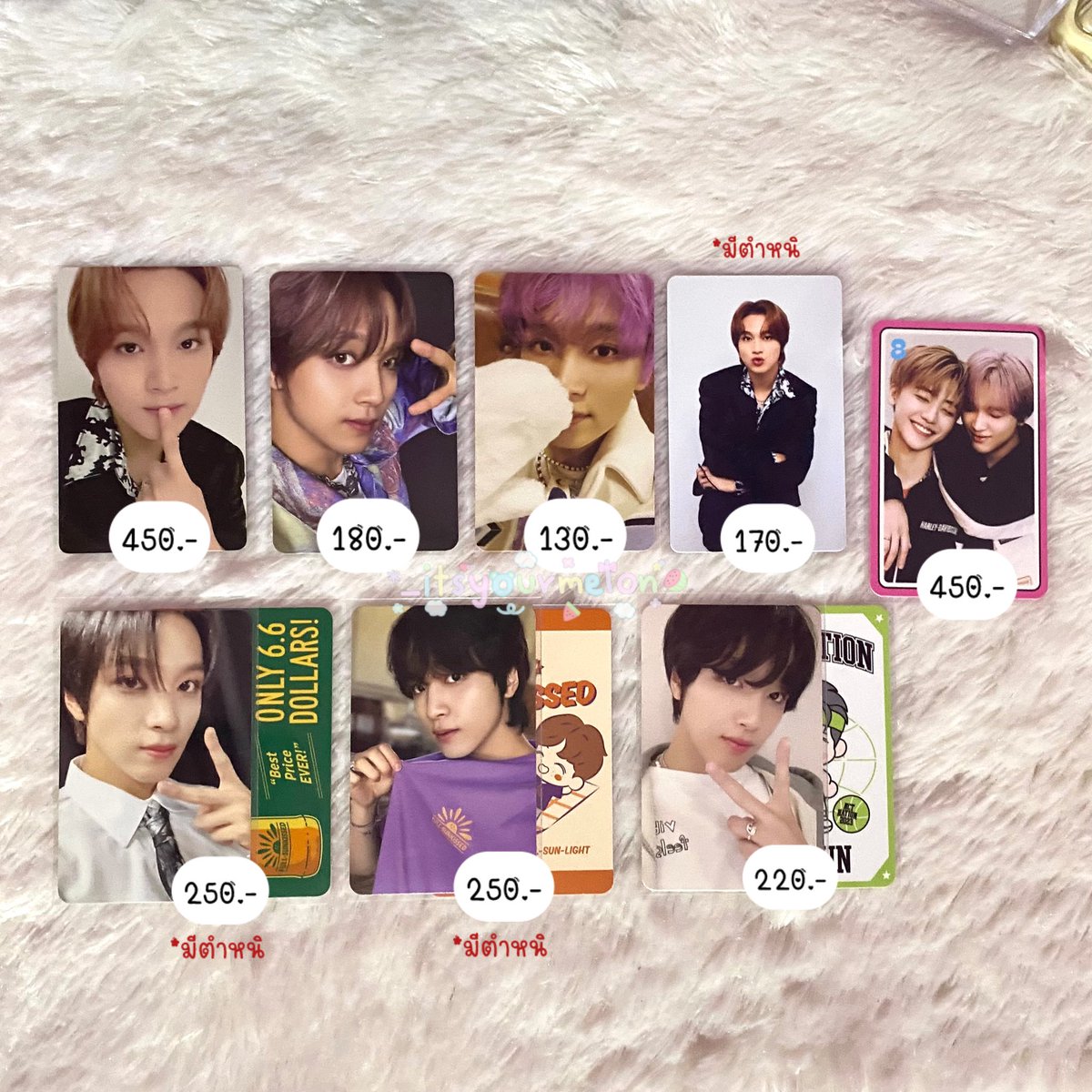 _itsyourmelon's tweet image. 🫐 พร้อมส่ง

• การ์ด อินจุน แจมิน แฮชาน มาร์ค
🛒 ราคาตามภาพรวมส่ง

📫 สนใจ dm / mention
#ตลาดนัดnct #ตลาดนัดnctdream